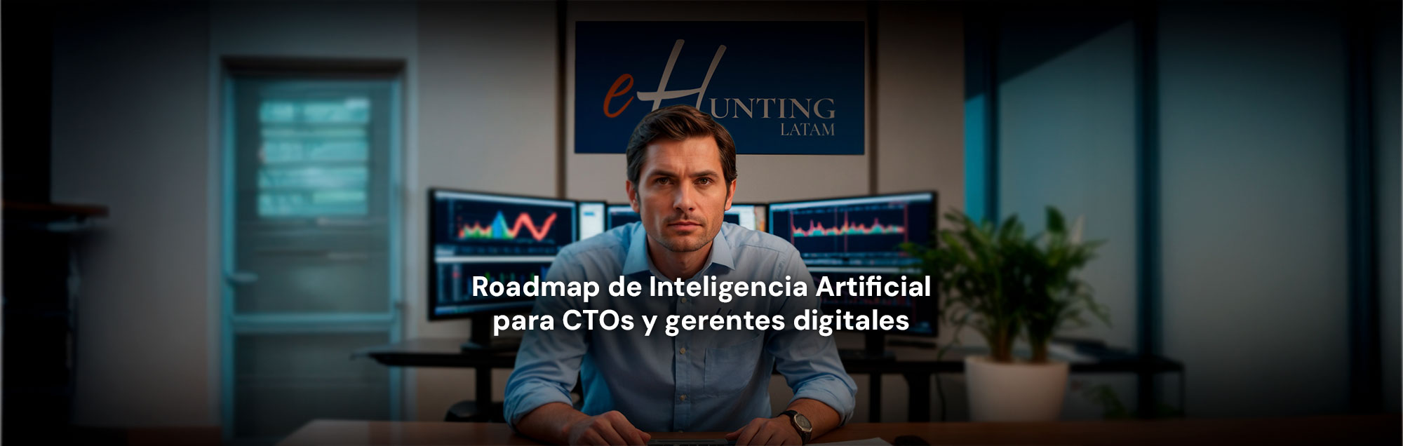 Roadmap de IA para CTOs: plan estratégico de implementación CTO y gerentes digitales desarrollando roadmap de inteligencia artificial en sala de estrategia