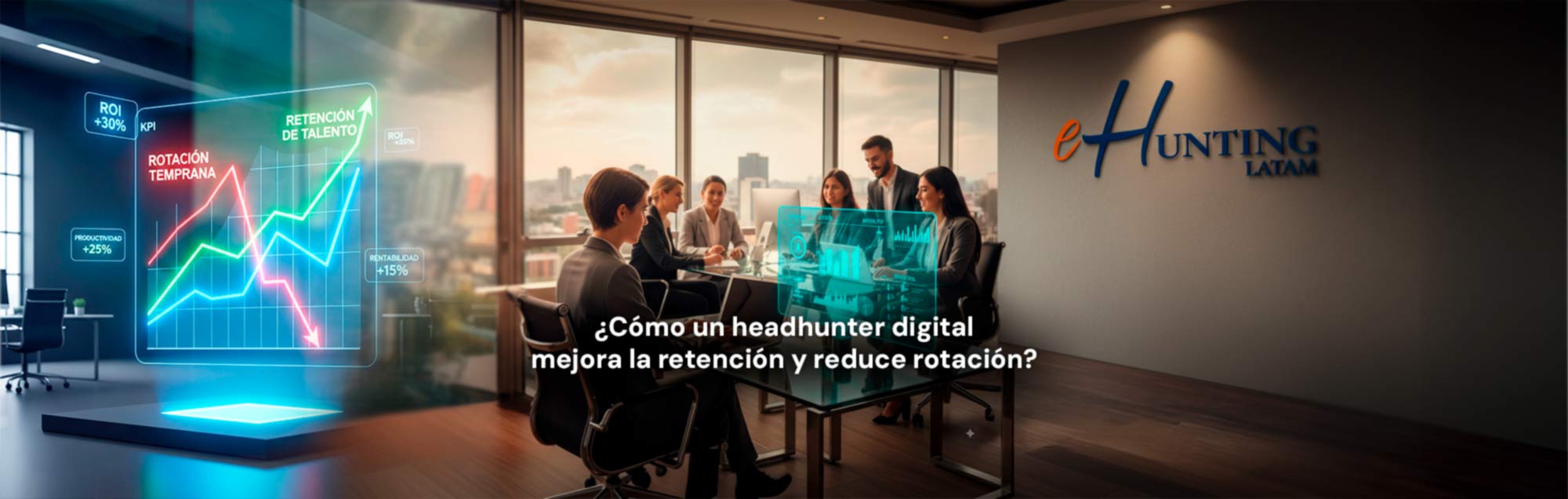 Gráfica de retención y rotación en reunión de equipo.